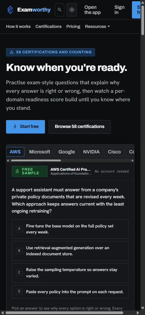 Examworthy on mobile