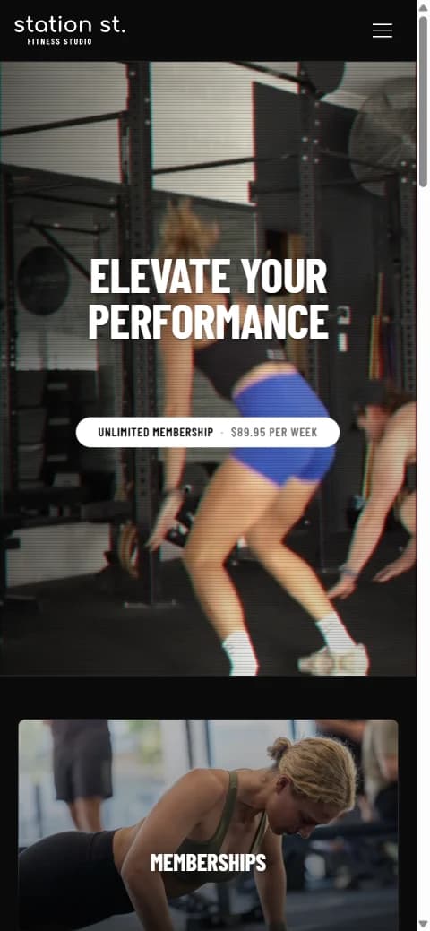 Station Street Fitness homepage on mobile