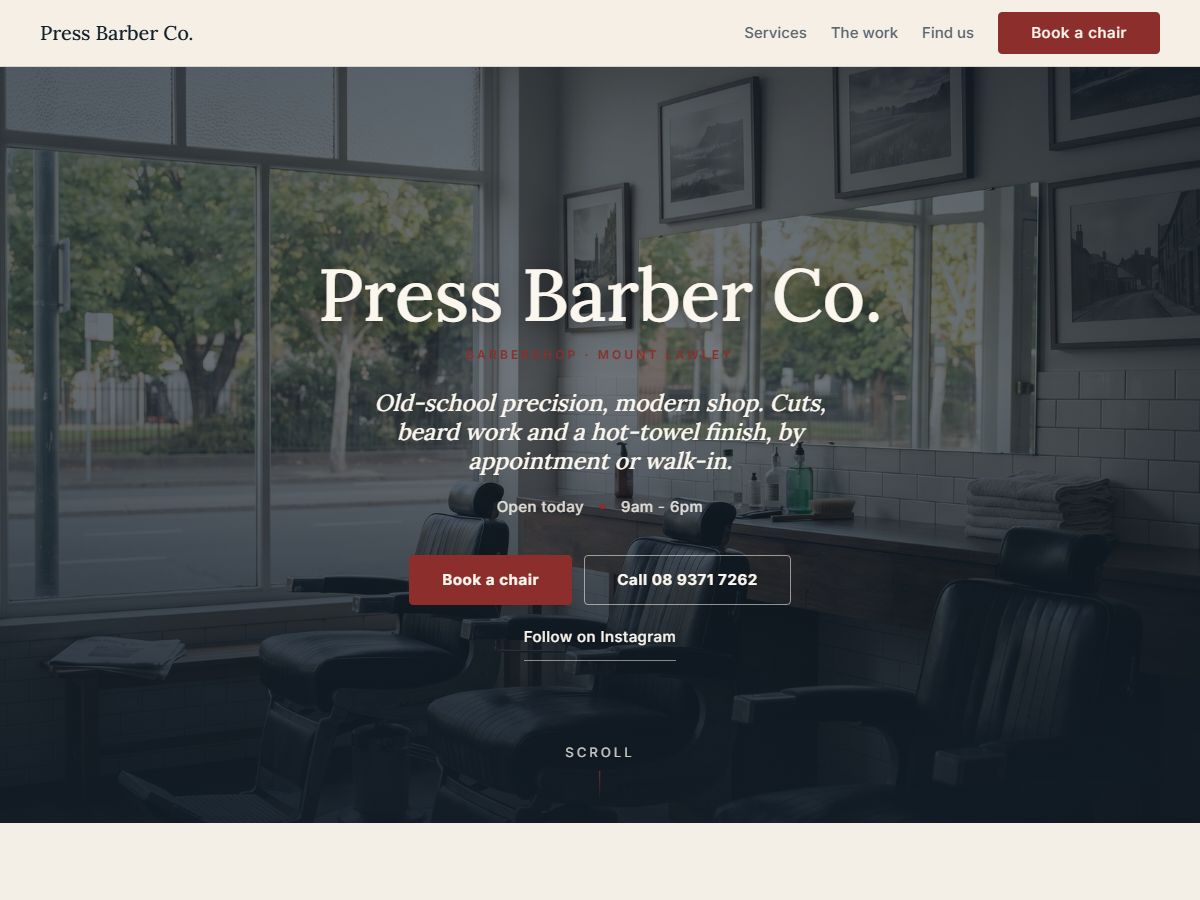 Civic barbershop website design preview