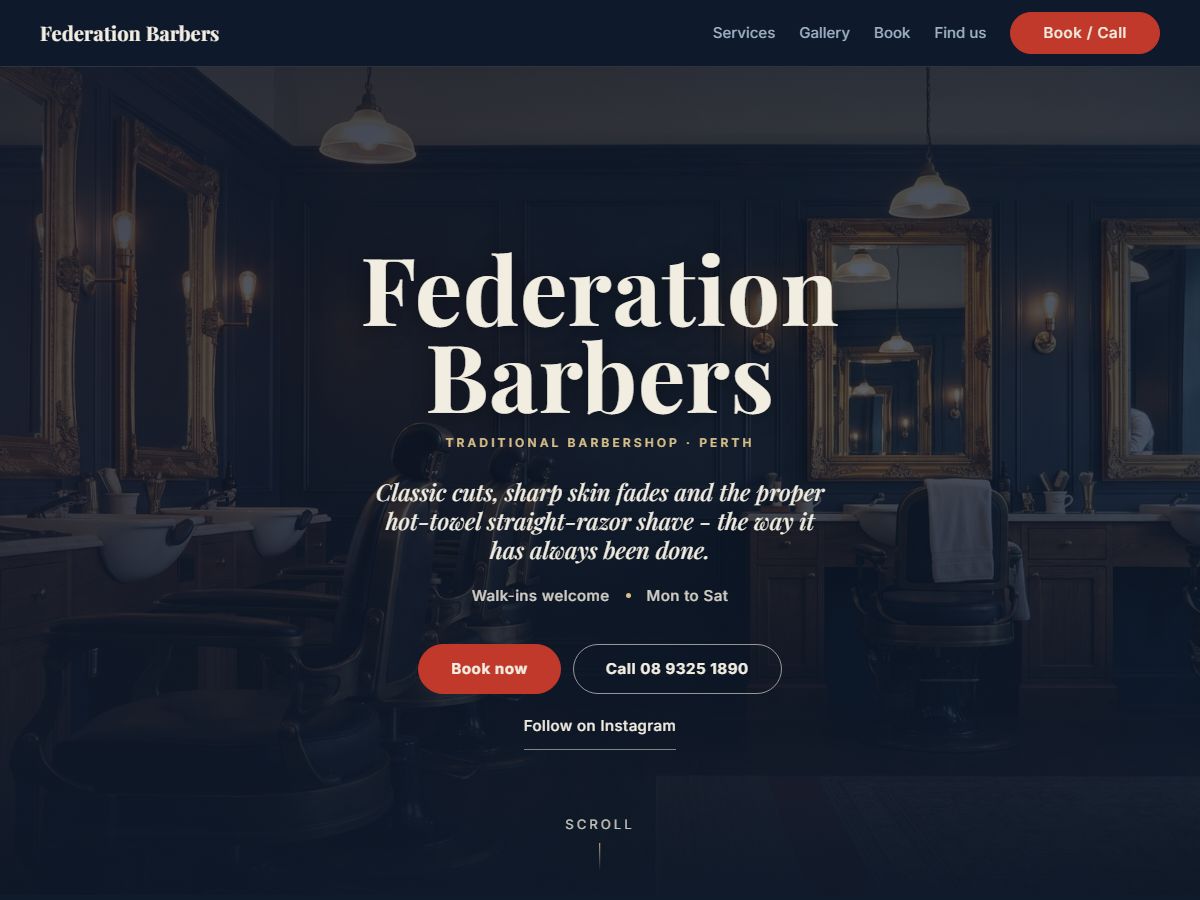 Heritage barbershop website design preview