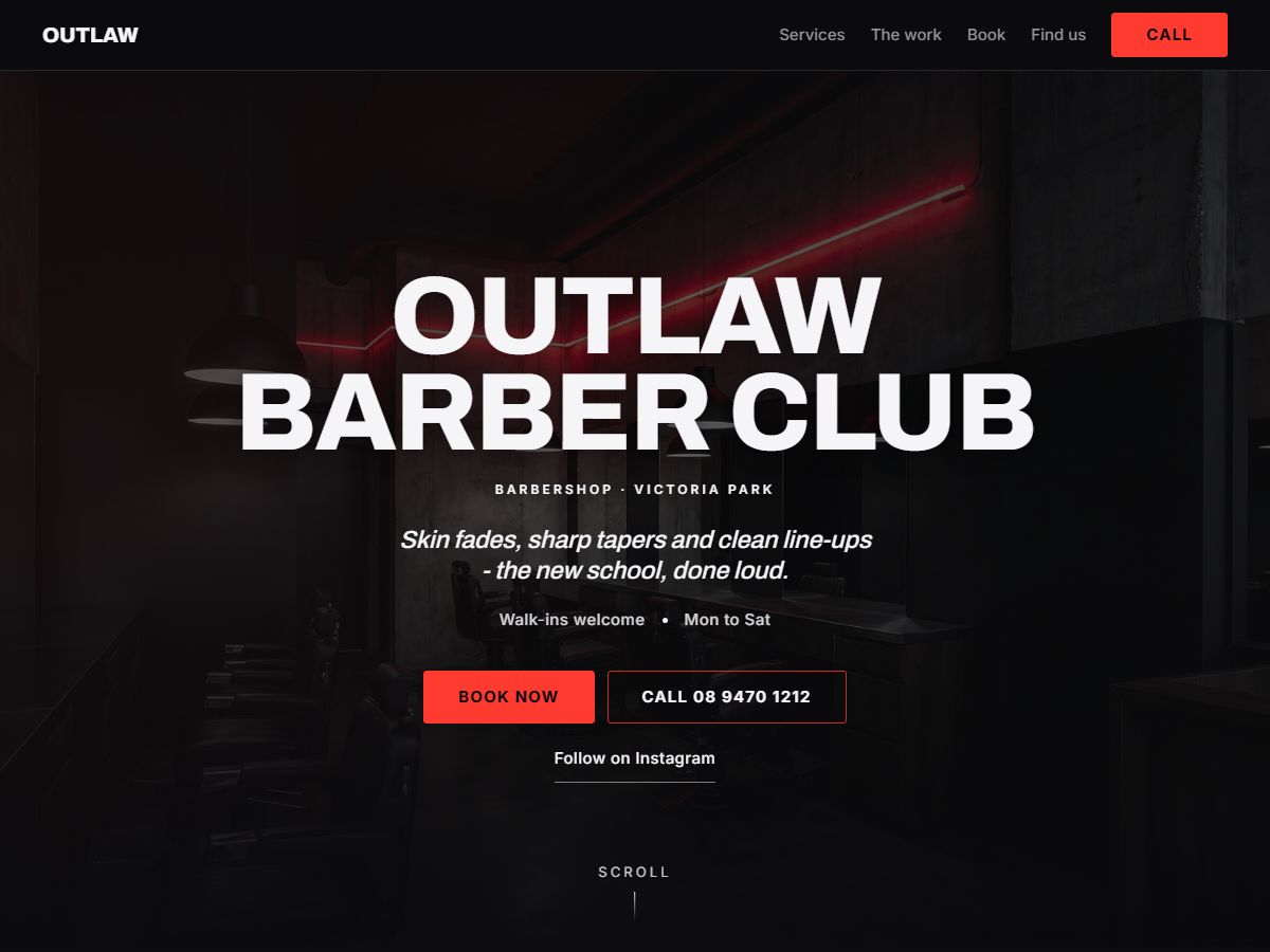 Renegade barbershop website design preview
