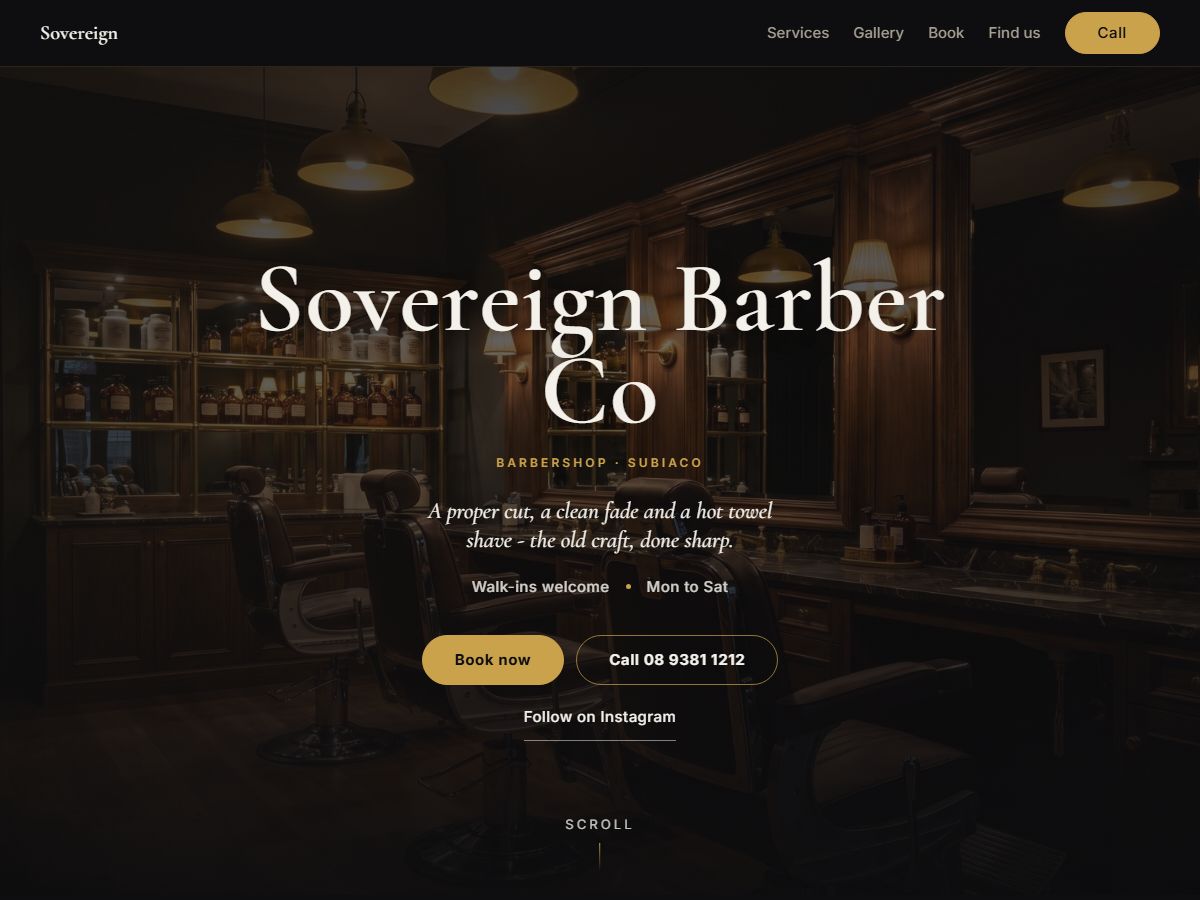 Sharp barbershop website design preview