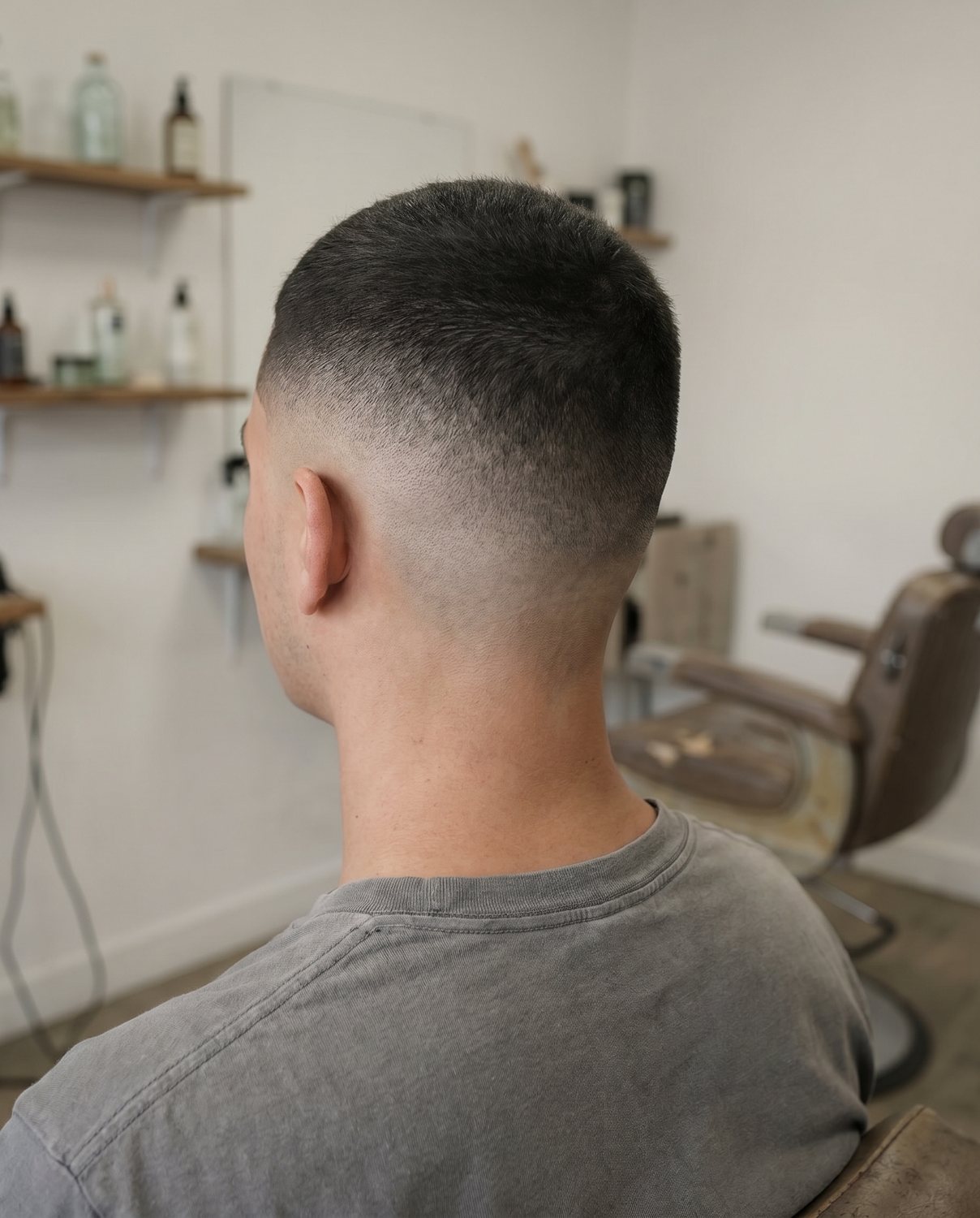 A clean skin fade, back of the head