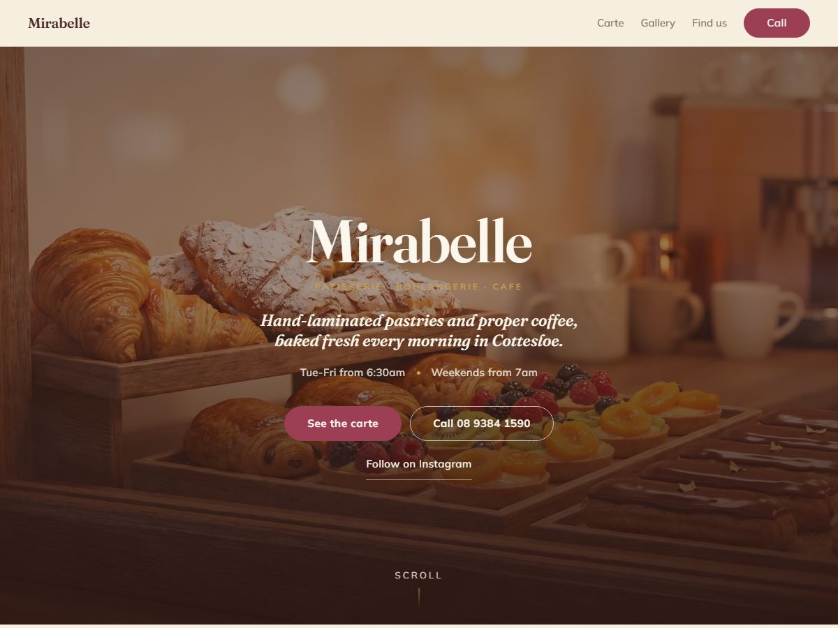 Boulangerie café website design preview