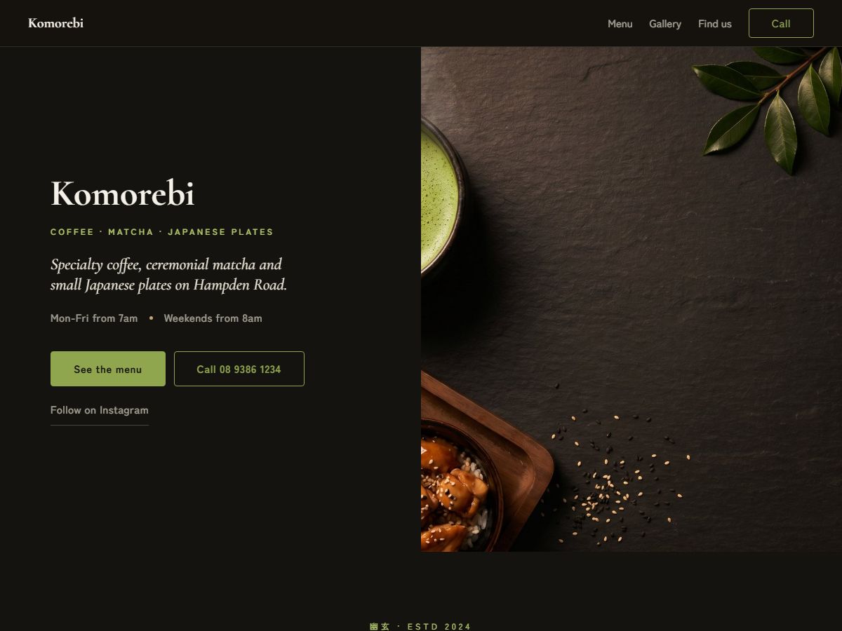 Hampden café website design preview
