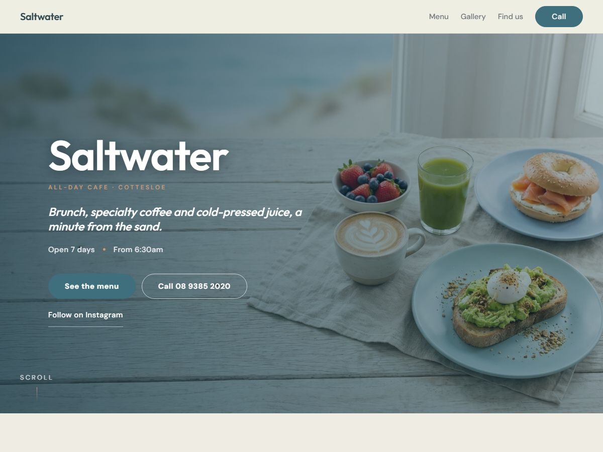 Marine café website design preview