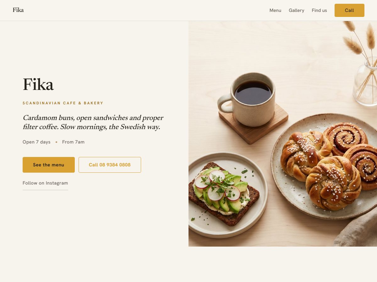 Nord café website design preview