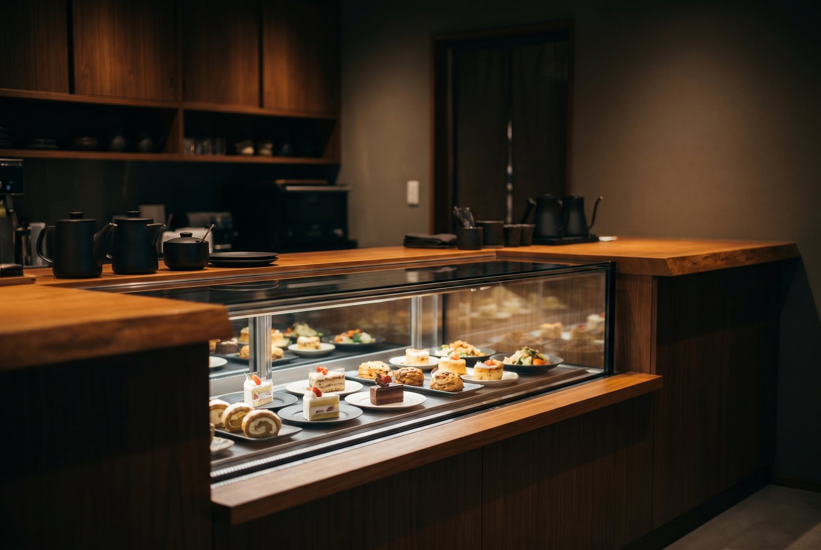 The counter display of fresh plates