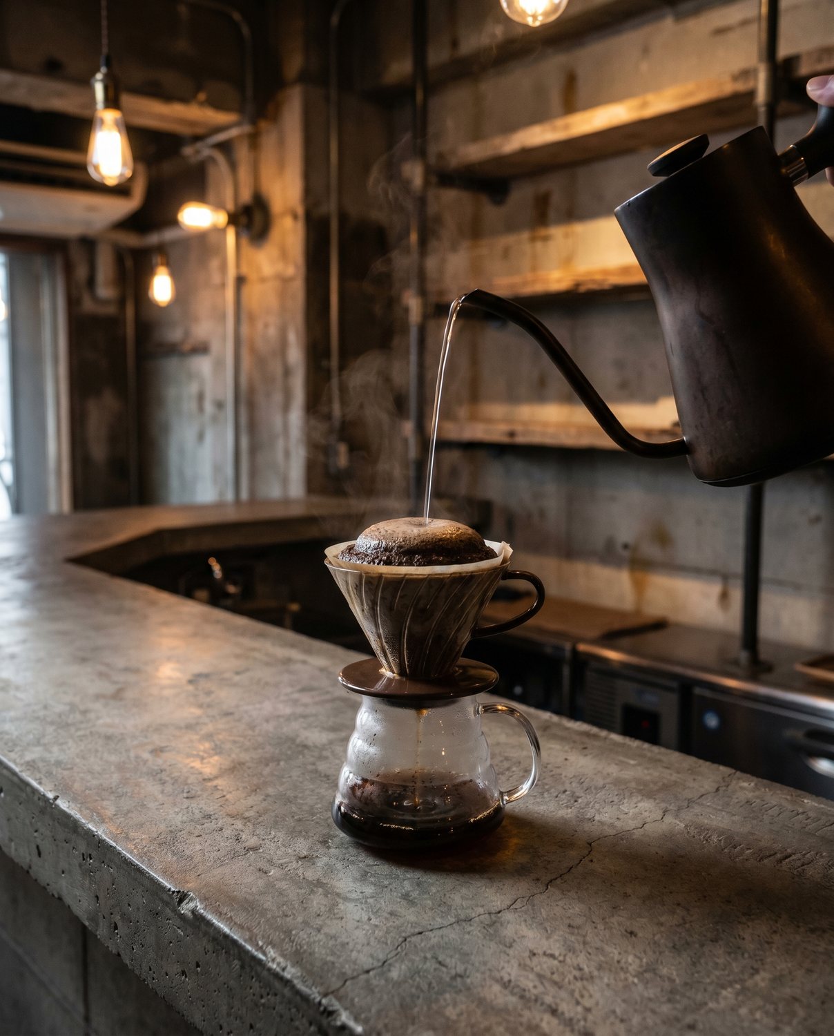 A single-origin pour-over being brewed