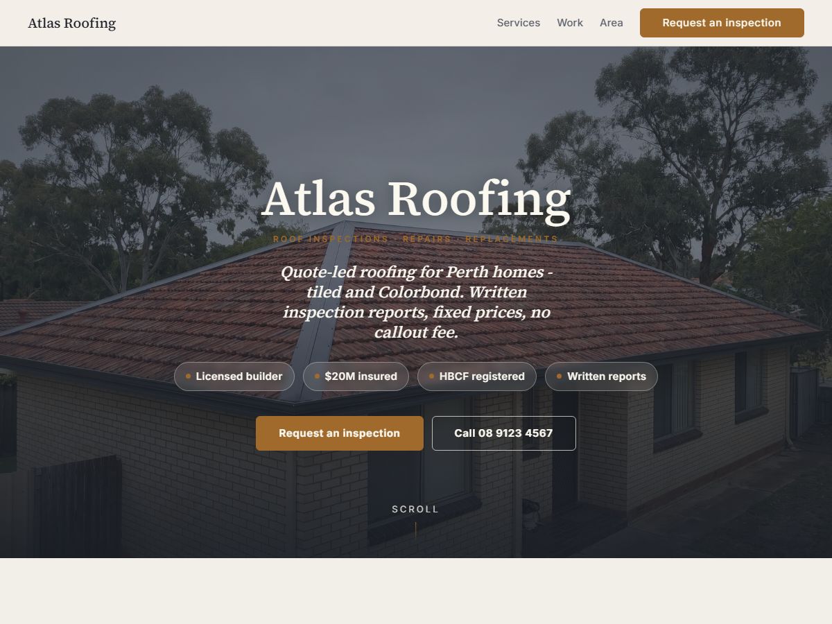 Atlas tradie website design preview