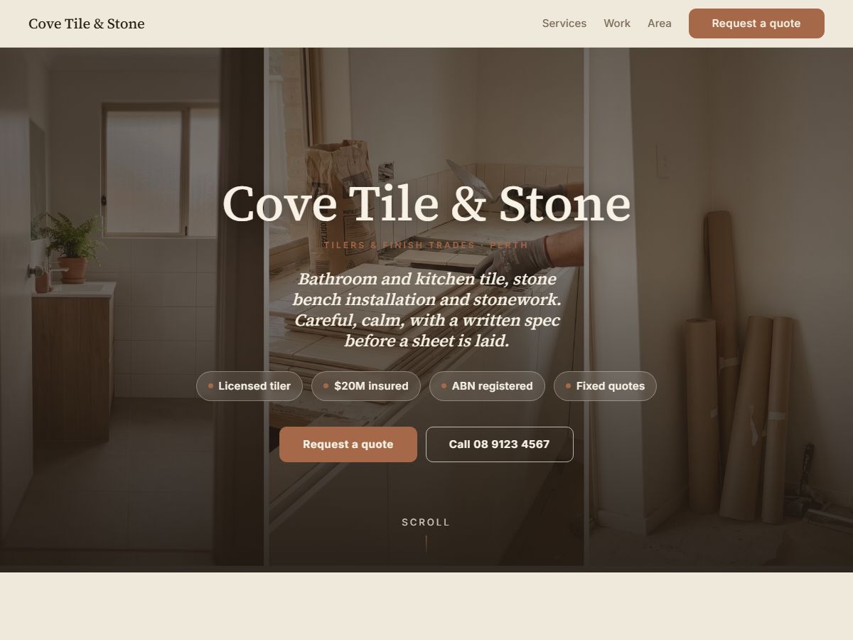 Cove tradie website design preview