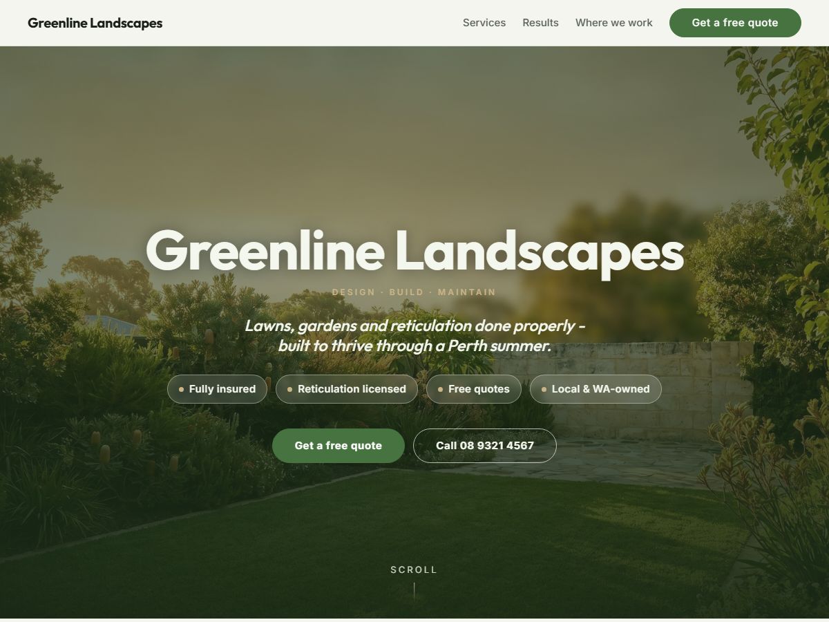 Greenline tradie website design preview