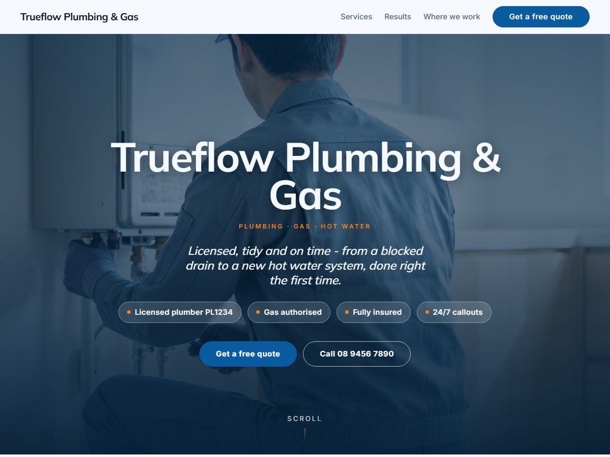 Mainline tradie website design preview