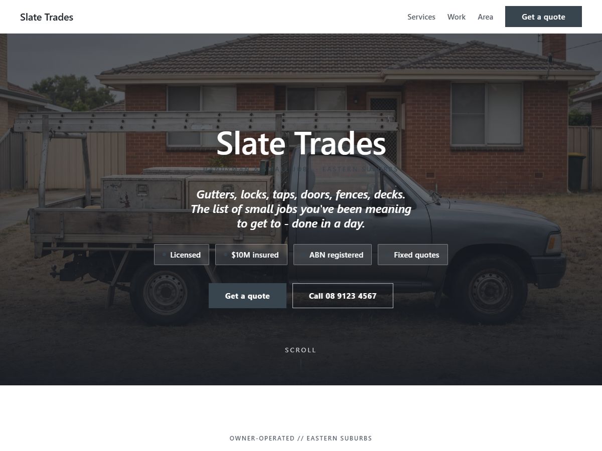 Slate tradie website design preview