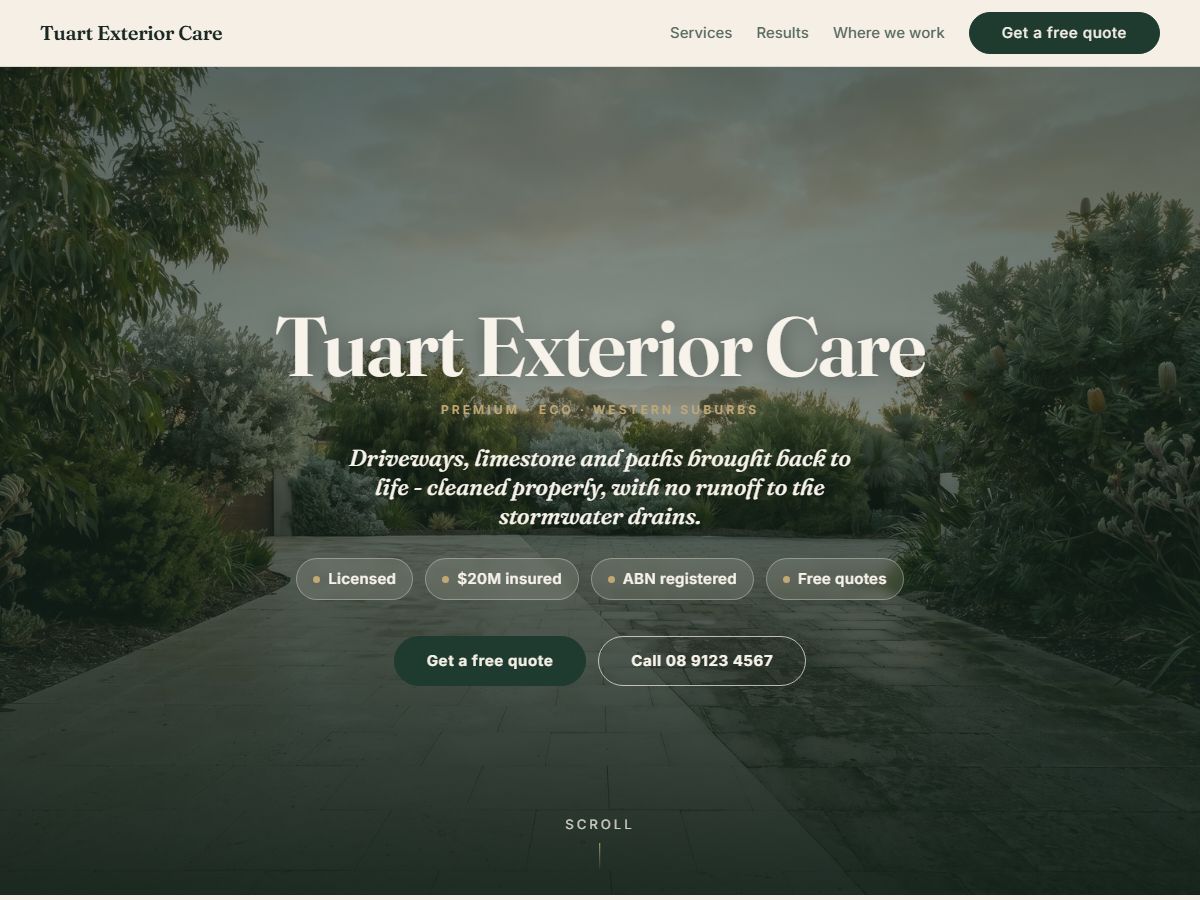 Tuart tradie website design preview