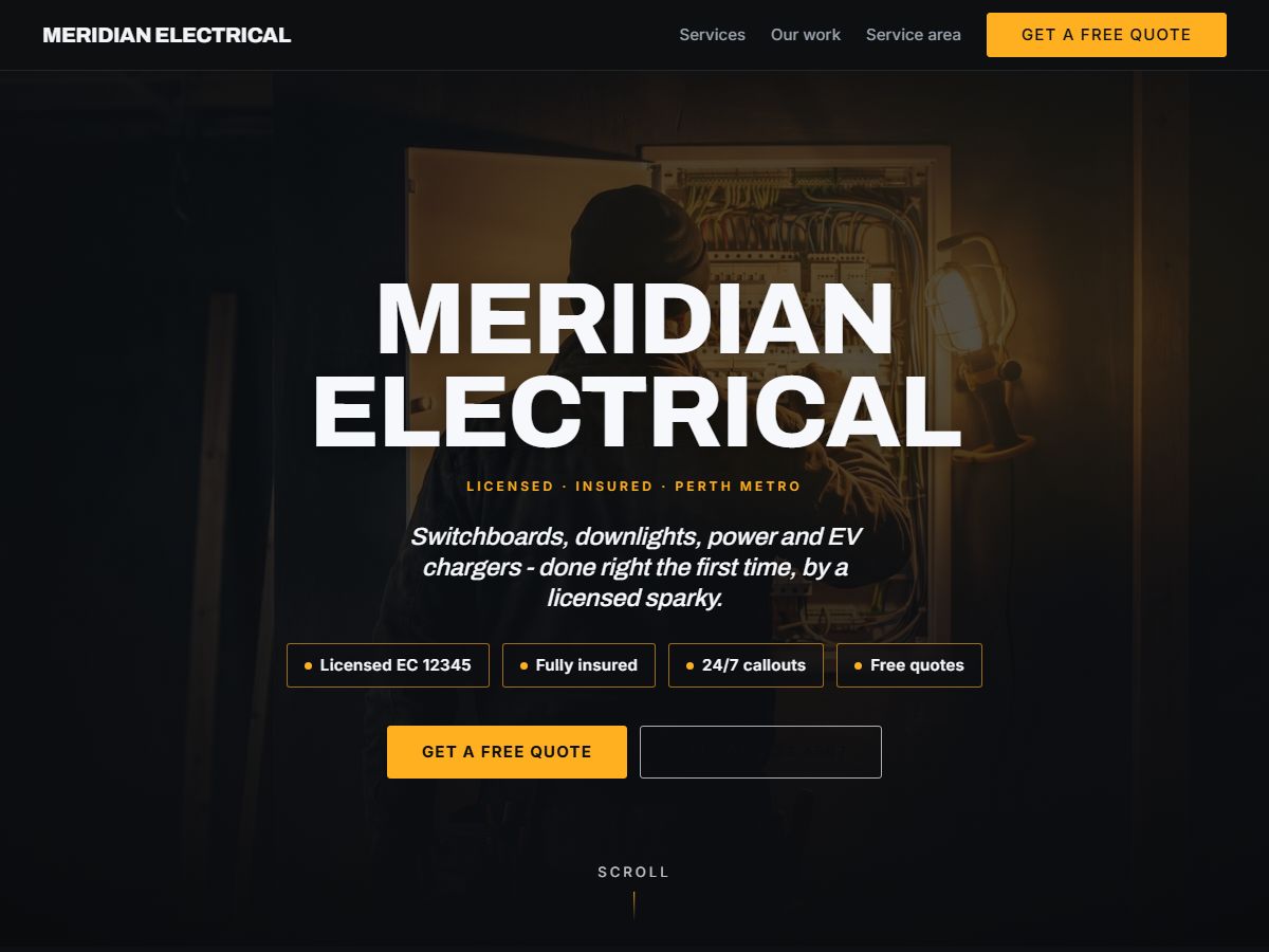 Voltline tradie website design preview