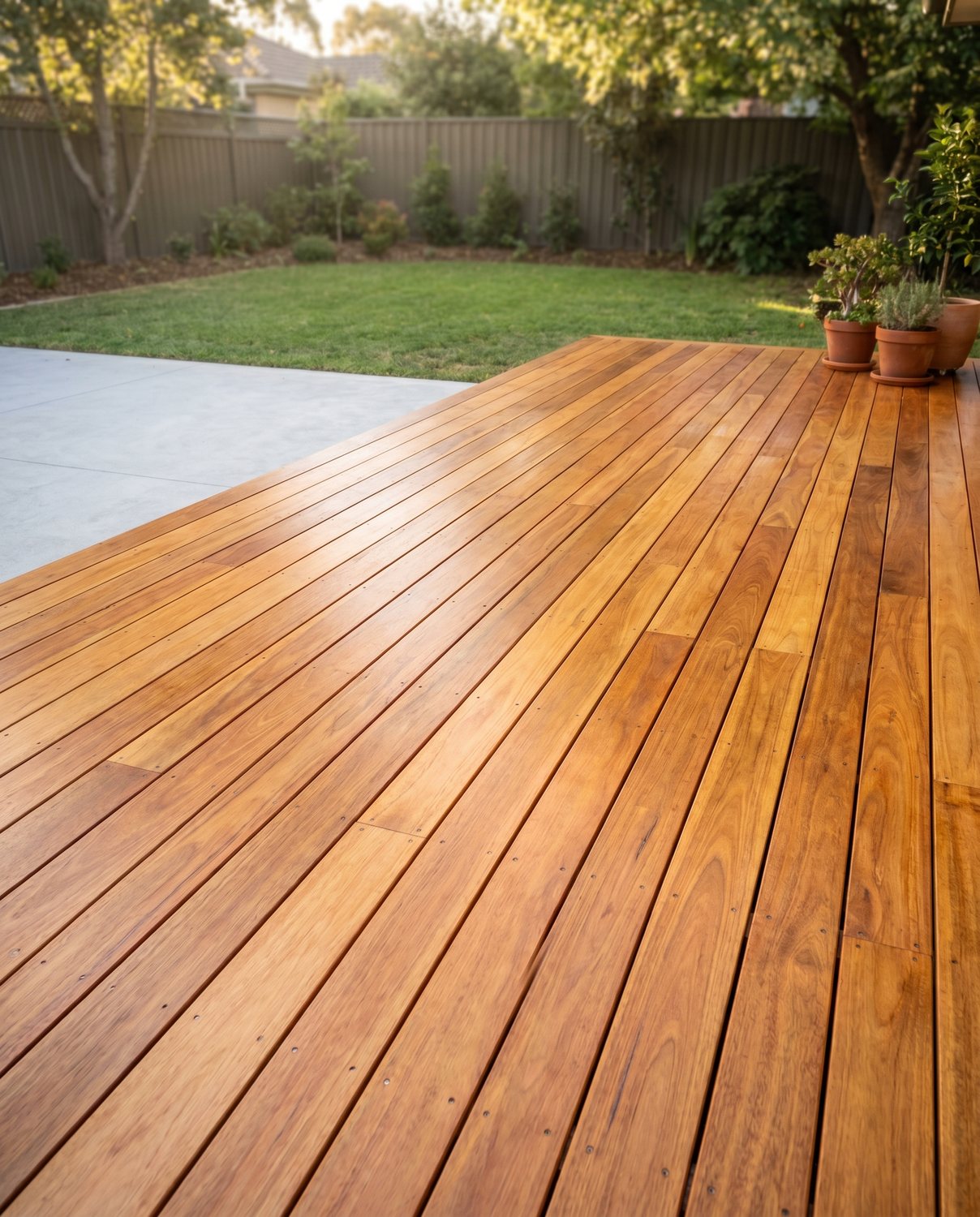 The same area with a freshly built warm hardwood deck