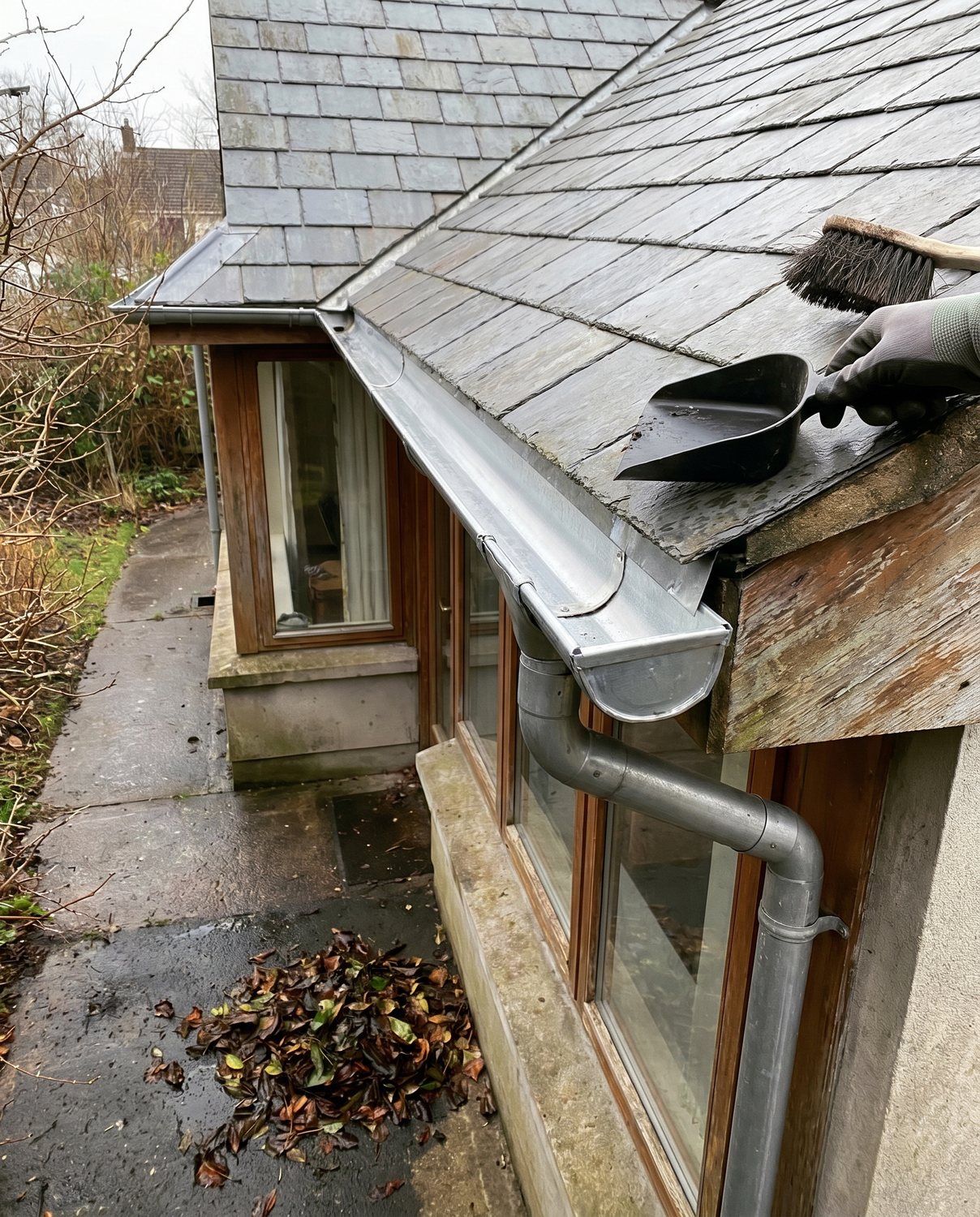 The same gutter clean, ready for winter
