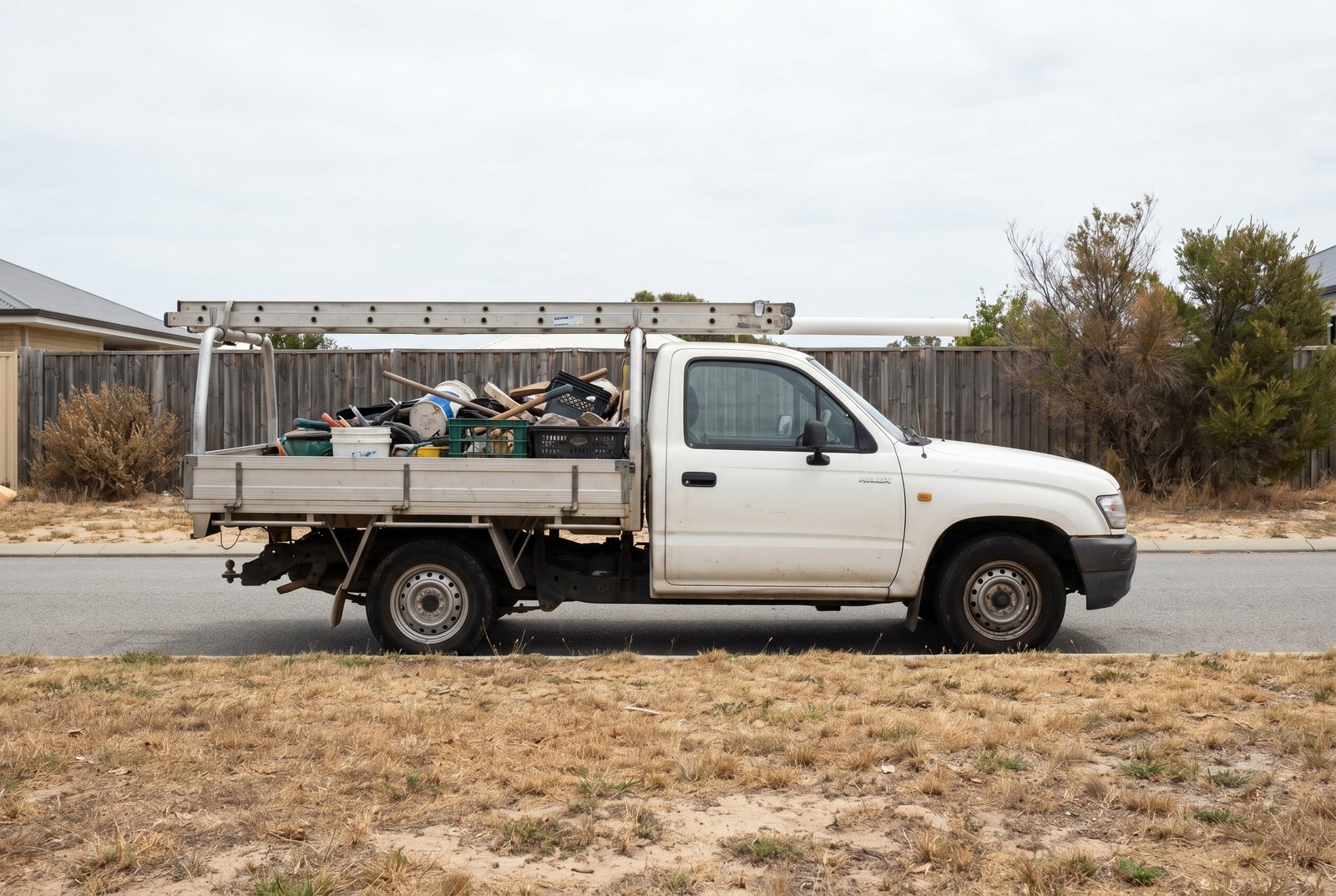 The Slate Trades work ute in a quiet street